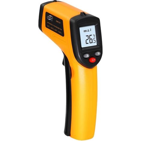 Laser Thermometre Infrarouge Pistolet Thermomètre Numérique -50-400°C Point Laser Pistolet Alimentaire Grade Professionnel (Jaune) (1/3)