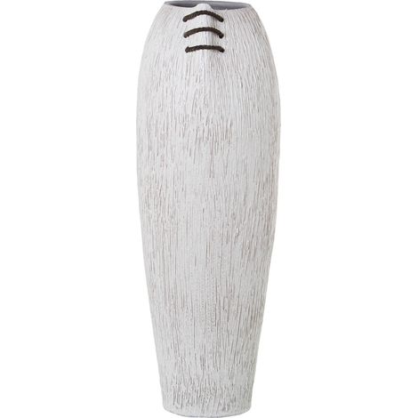 Vase blanc élégant avec touche de corde marron - Blanc avec une touche de marron (1/3)