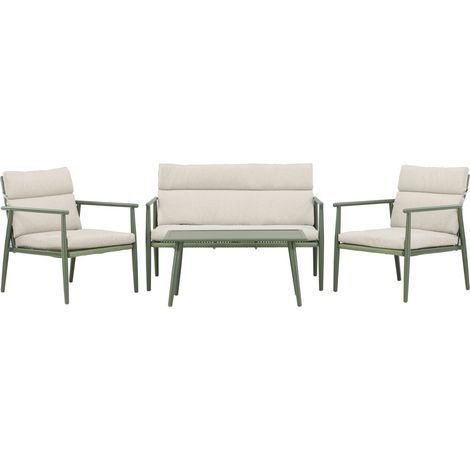 Salon de Jardin 4 Places "Mazzaro" 120cm Vert (1/5)