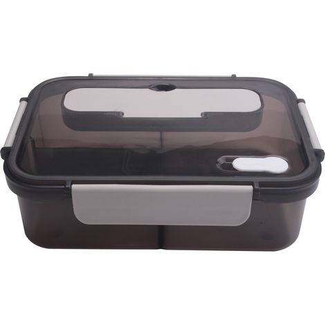 Fiambrera, caja bento de 1500 ml, recipiente para alimentos de 3 compartimentos con cubiertos, apto para microondas. (1/2)
