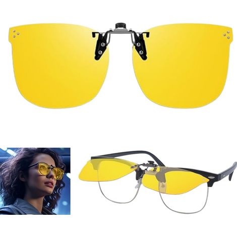 Lunettes clip-on polarisées pour conduite de nuit, anti-reflets, à porter sur lunettes de vue, vision claire pour conducteurs (1/5)