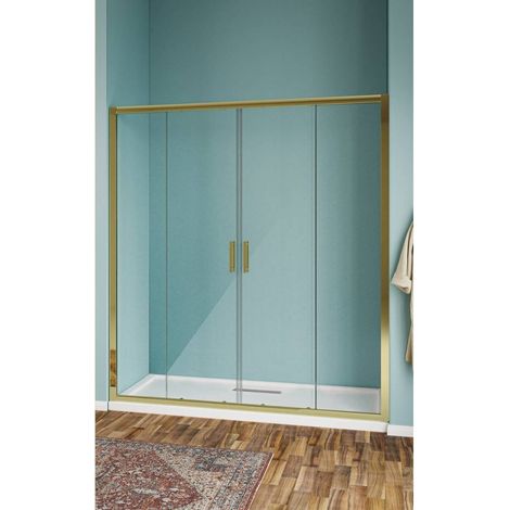 Nicchia scorrevole 2 fissi e 2 scorrevoli in vetro temperato trasparente 6mm oro H190 - 170 cm (1/4)
