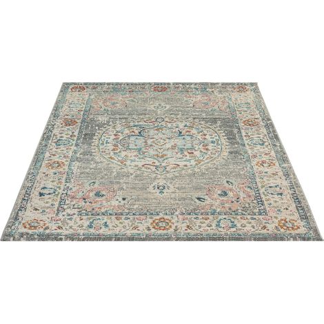 FLOORNOVO In- & Outdoor Teppich Grau gemustert - 290 x 200 cm - Flachgewebe für Garten Balkon Terrasse und Innenbereich - Robust & Pflegeleicht - vielseitig einsetzbar im Innen- und Außenbereich (1/2)