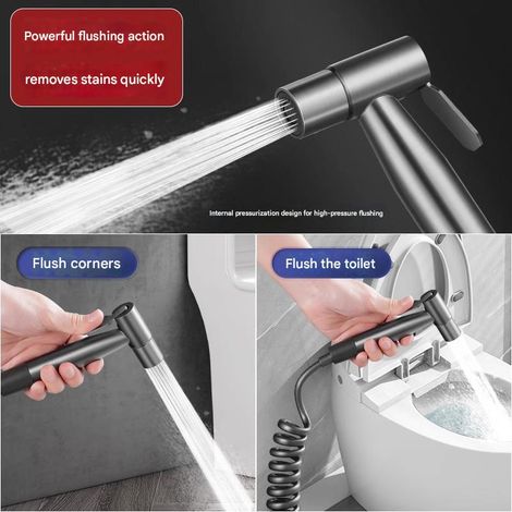 Robinet de salle de bain/pommeau de douche en acier inoxydable avec bidet à main, bidet à main en acier inoxydable - noir (1/3)