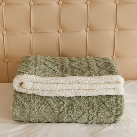 DigitalLAB-Couverture tricotée mignonne pour canapé (1 pièce) - 150 x 100 cm (poids : 580 g), réversible, ultra douce et moelleuse, idéale pour le salon ou le canapé. Couleur : verte. (1/4)