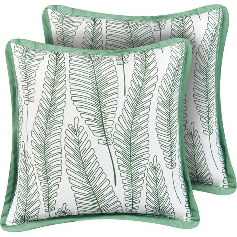 Conjunto de 2 cojines de exterior accesorios de jardín patrón de hojas 45x45 cm verde Meadow
