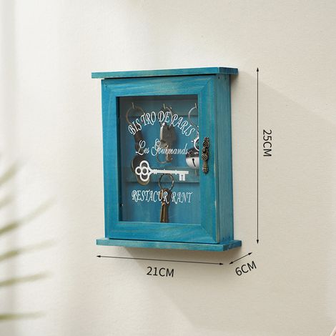 Schlüsselkasten zur Wandmontage aus Holz, Schlüsselorganizer im Retro-Stil, Aufbewahrungsbox mit Acryltür, langlebiges und elegantes Design. (1/5)