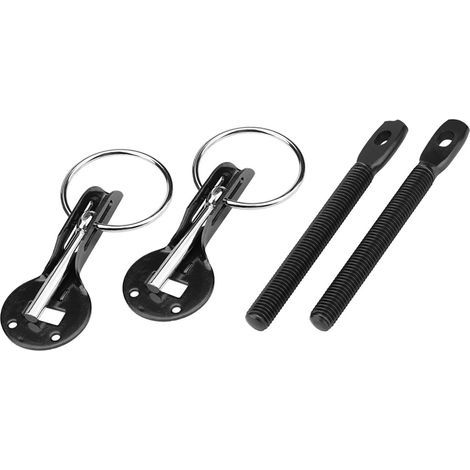Motorhauben-Stift-Verriegelungssatz, universeller Auto-Verriegelungssatz aus Aluminiumlegierung mit Schlüsselschloss (schwarz) (1/5)