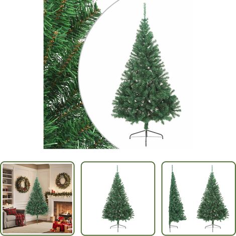Halb-Weihnachtsbaum - Künstlicher Halb-Weihnachtsbaum mit Ständer Grün 180 cm PVC (1/5)