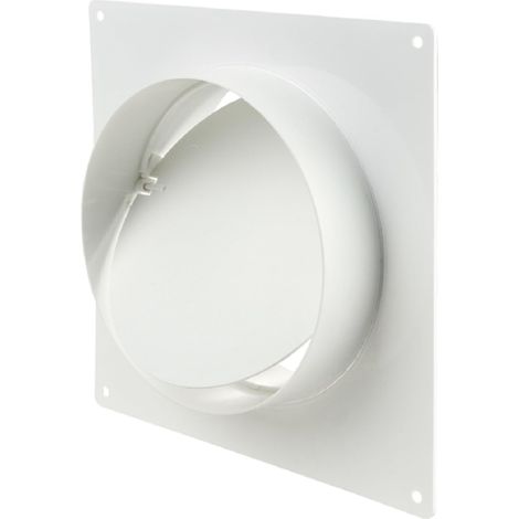 Flange mural 150 mm avec clapet anti-retour – Connecteur de tuyau pour tube de ventilation 150 mm, PVC/ABS Plaque murale pour évacuation et admission d’air, Blanc (1/4)
