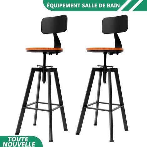 WAOBDLA Tabourets de barre pivotants de 2 pièces Tabourets de comptoir de hauteur réglable Tabourets de barre industriels vintage (1/5)