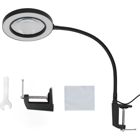 Lampe Loupe LED Bras Flexible Orientable Verre 5X pour Soudure Lecture Travail Précision Éclairage Réglable (1/5)