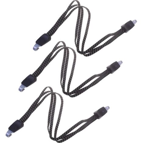 3 Pièces Sangle pour Bagages de Vélo, Cordon Élastique Réglable, Plastique et Nylon-Rubber, Noir, Haute Résistance, Sangle Plate, pour Camping et Bâche (1/5)