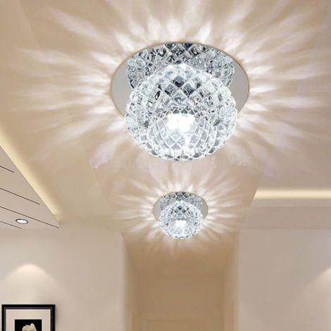 Plafonnier LED moderne 5W en cristal, luminaire de plafond pour hall d'entrée et couloir, monté avec éclairage LED (1/4)