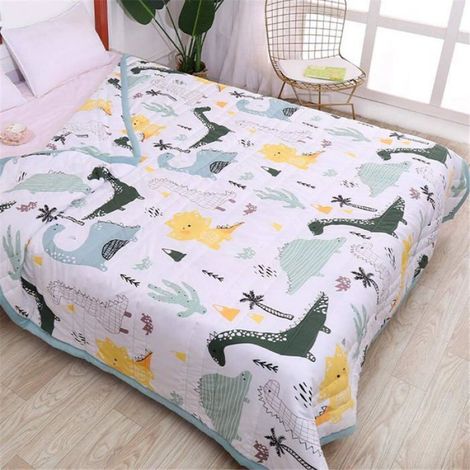 Couvre Lit Matelassé - Dinosaure - 140x200 cm - Réversible - Lavable (1/4)