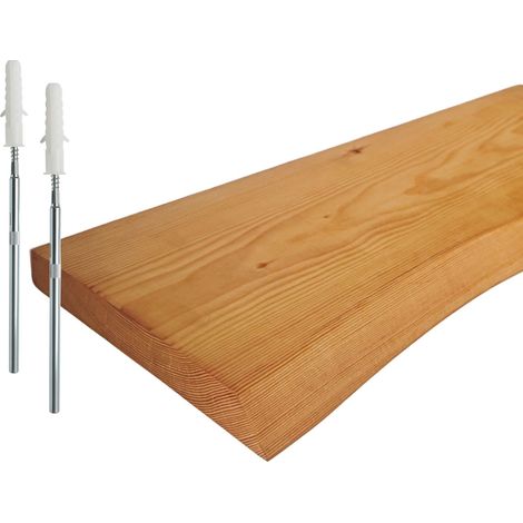 Mensola da parete Relaxdays, bordo naturale, HBT: 3x60x22 cm, mensola sospesa rustica, legno massello di pino, naturale