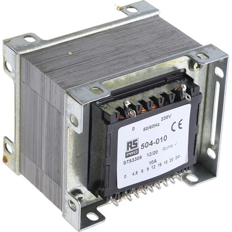 Transformateur à montage sur châssis, Vin 230V c.a., Vout 4.5V ac, 6V ac, 9V ac, 12V ac, 18V ac, 20V ac, 24V ac, 1 ( Prix pour 1 )
