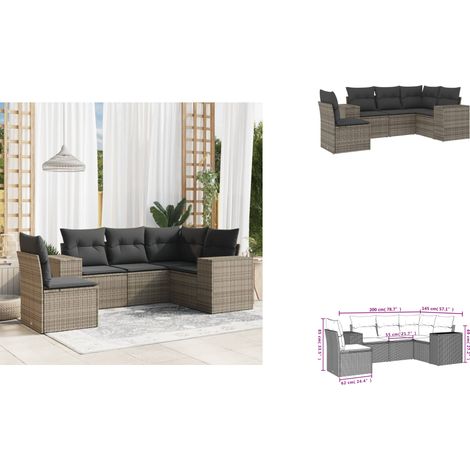 5-tlg. Garten-Sofagarnitur mit Kissen Grau Poly Rattan - Gartensorte - Outdoor Möbel - Lounge Set - Gartenlounge - Rattan Gartenmöbel (1/3)