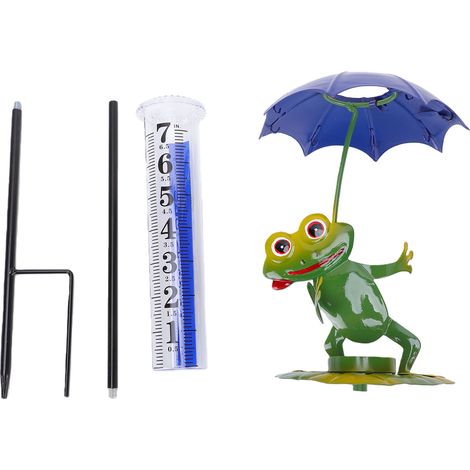 Pluviomètre grenouille 18 cm 250 ml, statue de jardin en métal, décoration pour terrasse et pelouse. (1/5)