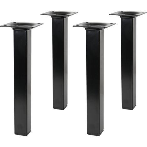 4er Set schwarze Möbelfüße Eckig 25 x 25mm Höhe 150mm Möbelstützen aus Metall (1/4)