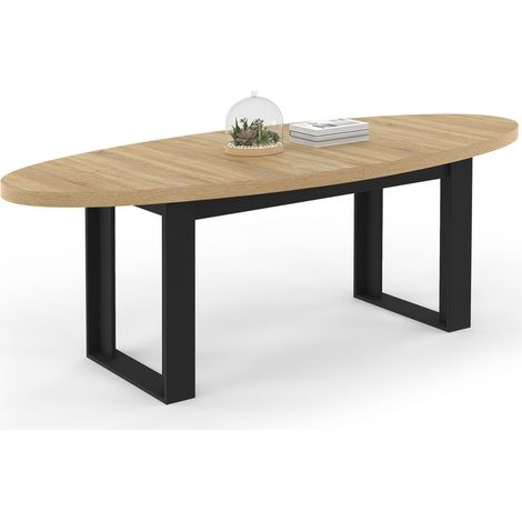 Table à manger PHOENIX 8 personnes ovale 200 cm bois et noir (1/5)
