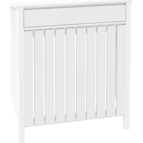 HOMCOM Radiator Cover with Drawer and Vertical Slats White