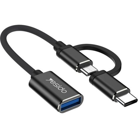 Adattatore yesido 2 in 1 da usb a a usb cmicro usb otg 10 cm