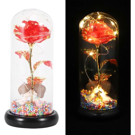 Lampe décorative rose romantique et innovante, lumière LED en forme de fleur, cadeau idéal pour un mariage, un anniversaire ou la Saint-Valentin (rouge) (1/5)