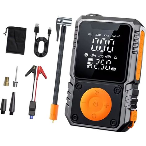 Compresseur d'air portable et rechargeable pour pneus, avec télécommande, pour gonfler les pneus de vélo, de voiture ou de moto.-AquaForge