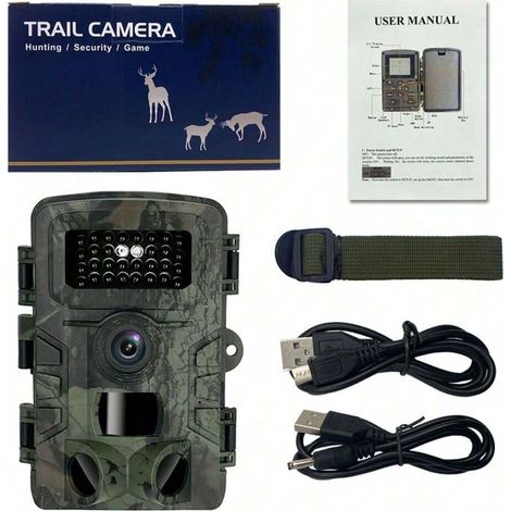 Tag- und Nacht-Wildkamera für Fotos und Videos, multifunktionale Außenkamera zur Wildtierbeobachtung und Hausüberwachung, wasserdicht (IP66), 2-Zoll-Bildschirm, 12 Sprachen, mit Infrarotlicht (1/5)