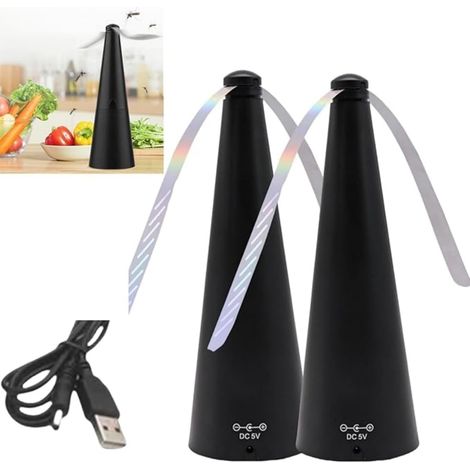 Ventilateur Anti-Mouches de Table - 1 Unité - Plastique ABS - Répulsion Holographique et USB - Pour Extérieur et Intérieur - Blanc Compact (1/5)