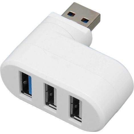 Hub USB rotatif à 90° à 3 ports, Plug and Play, compatible avec le branchement à chaud, et hub USB rotatif à 180° pour PC de bureau, blanc FO (1/5)