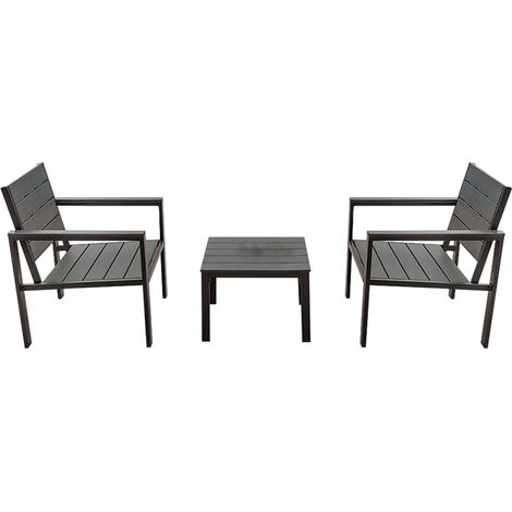 SET GIARDINO EFFETTO POLYWOOD 'OROSEI' colore nero - LIF