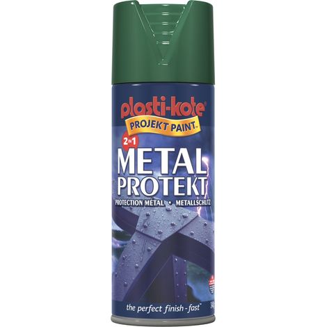 Metal Protekt Forest Green Spray Paint - 400ml, Rust-Resistant Protective Coating by Plasti-kote (1/2)