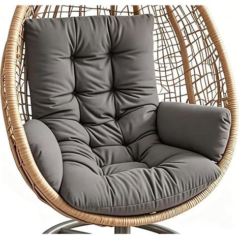 Coussin pour fauteuil suspendu - Coussin de jardin - 120 x 60 cm - Coussin d'assise pour balancelle suspendue - Panier suspendu - Lavable - Coussin épais - Gris foncé (1/4)