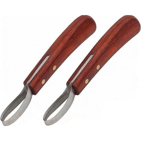 2 couteaux à sabots ovales avec boucle de maréchalerie, manche en bois et caoutchouc, outil multifonction pour bovins et chevaux. (1/5)