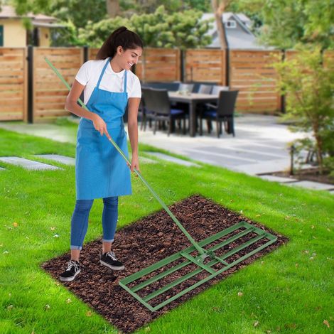 Lawn Leveling Rake, Stainless Steel Lawn Leveler with 36” x 10” Ground Plate, 69” Long Handle, Level Lawn Tool for Grass, Golf Field, Garden, Level Soil (1/5)
