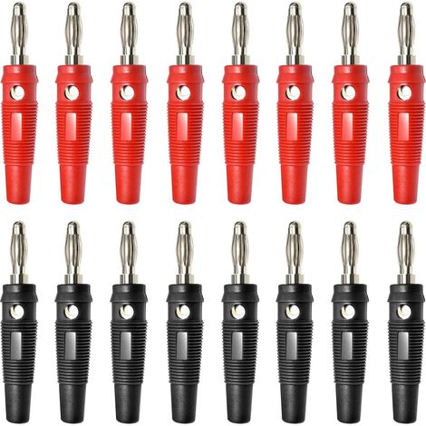 16 Pièces Fiches Bananes 4mm Fiche Enceinte Audio 20A Haut Parleur Connecteur Haute Intensité Noir Rouge pour Raccorder Les Amplis Enceintes Home Cinema HiFi Ampli-Tuners et Chaînes Stéréo (1/5)