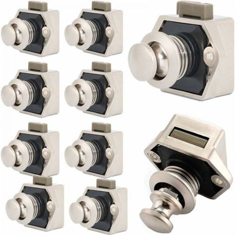 10 Piece Furniture Push Button Latch for Keyless Closing of Drawers and Doors, Metal Push Button with Latch for All Types of Home Furniture (bouton-poussoir en métal avec loquet pour tous les types de (1/4)