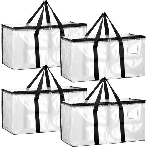 Lot de 4 Grand Sac de Rangement avec Couvercle, 90L, 69 35 38cm - Sacs Pliables avec Poignées Renforcées et Fenêtre Transparente (1/5)