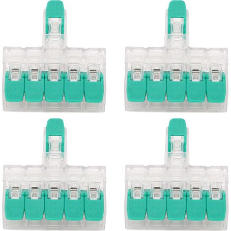 Lot de 10 connecteurs rapides de câble 1 entrée 5 sorties en PA et cuivre rouge 41A 450V pour raccordement électrique 0,5-6mm² (1/5)
