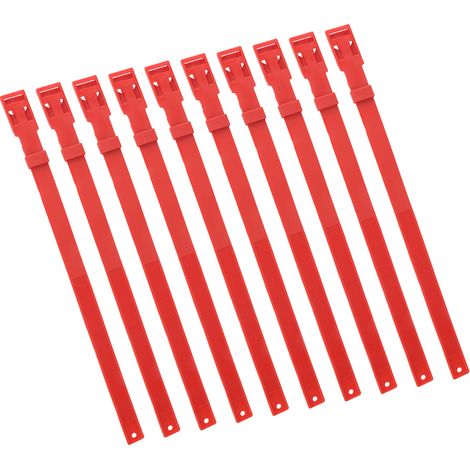 Lot de 10 colliers pour chèvres, en polyuréthane (PU) de 58 cm (23 pouces), réglables, pour animaux de ferme (vaches, chevaux, moutons), rouges. (1/5)