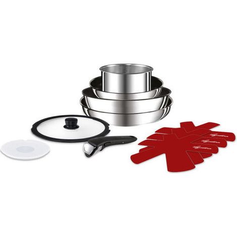 Lagostina Ingenio Inox 012131600110 Batteria Padelle Acciaio Rivestimento Antiaderente Induzione colore Acciaio inox