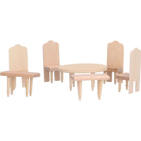 Ensemble table et chaises miniatures pour maison de poupée, échelle 1:12. Accessoires pour salon, salle à manger et chambre. Série Salle à manger. (1/5)