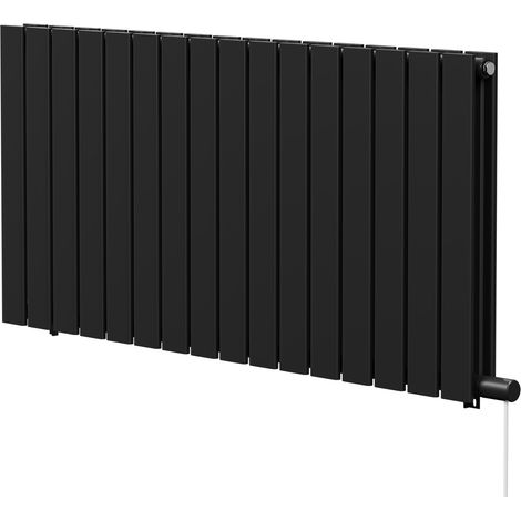Hudson Colore Matt Black 600mm x 1212mm Horizontal Electric Double Panel Radiator
