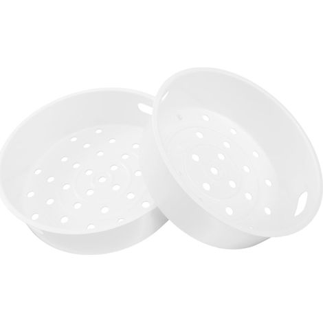 Ensemble de 2 paniers vapeur en plastique avec poignée (3 L et 5 L) pour cuiseur à riz et cuisson vapeur. (1/5)