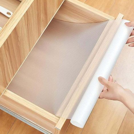 Tapis Fond de Tiroir Antiderapant,Tapis de tiroir EVA Non Adhésif,Tapis de Frigo Transparent Étanches Peut être Coupé en Taille pour Protection Tiroir Cuisine Placard Etagere (1/5)