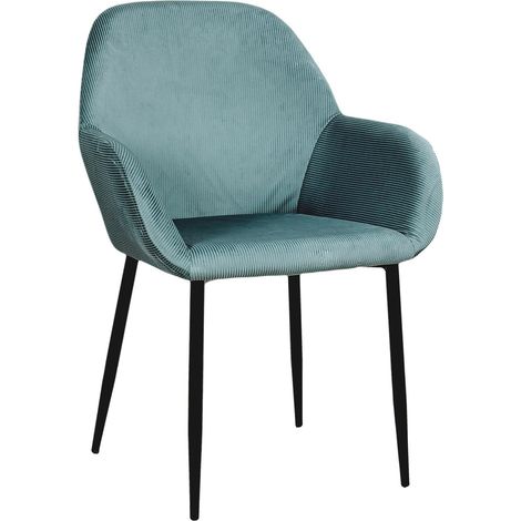 Fauteuil bleu canard velours cotele 59x85x55,7 cm