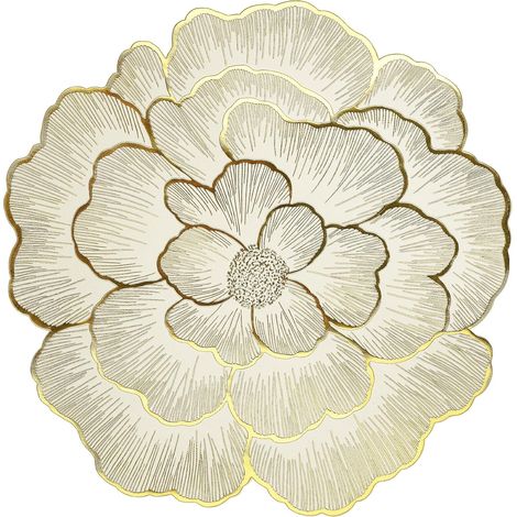 Sets de Table Floraux Ronds Lot de 6 Napperons Dorés en Forme de Rose 38cm Set de Table Métallique Tapis de Table de Cuisine Imperméable pour Maison Repas Mariage Fête