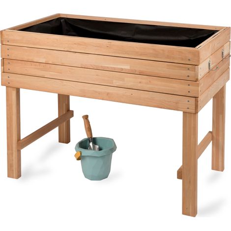 WONDERMAKE® Grand carré Potager en Bois de Cerisier Massif Haute, lit de Jardin surélevé sur Pieds, jardinière rectangulaire pour Jardin Balcon extérieur, Marron Brun